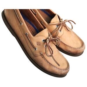 Sperry Topsider Tan Leather Loafers Boat Shoes 2 Eye Slip on Mens 13M Casual